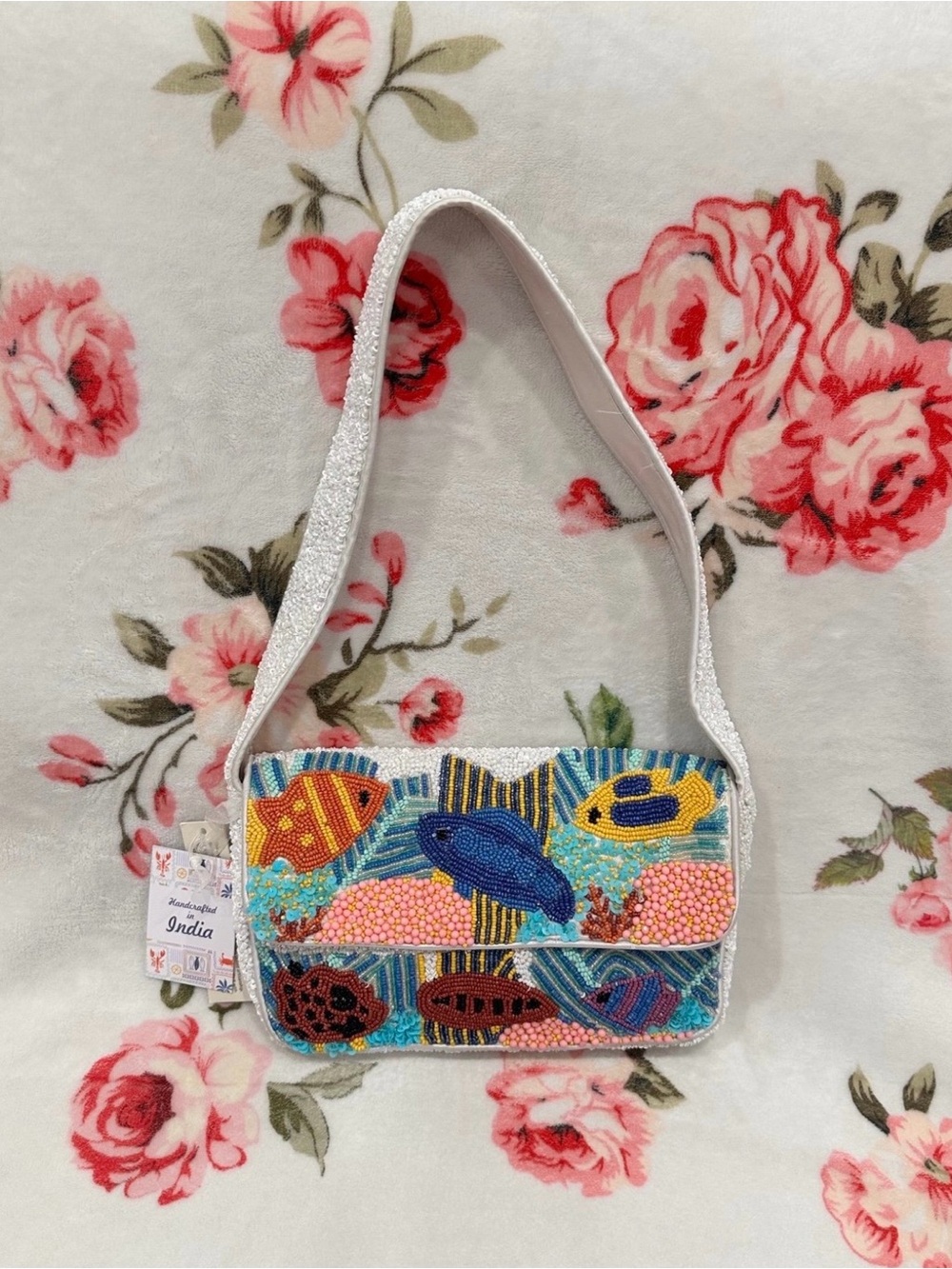 “Under the Sea" tropical fish and coral shoulder bag